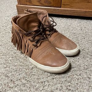 Western Fringe Leather High Tops